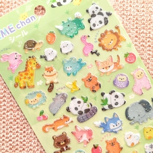 Adesivos 3D de resina com glitter Zoo Amechan | QLIA Japão | para artesanato de aniversário, álbuns de recortes, amigos por correspondência, planejadores e presentes artesanais