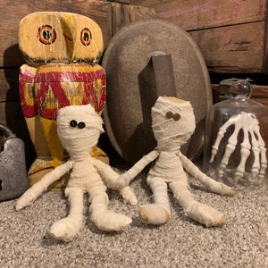 Mini Mummy Raggedy Doll: Handmade Halloween Decor