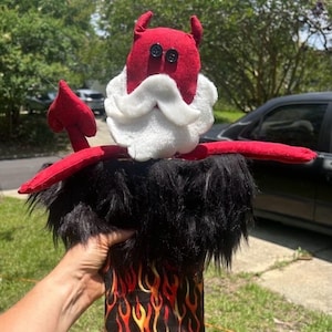 Grande décoration Krampus : Poupée en peluche diable de Noël faite à la main image 14