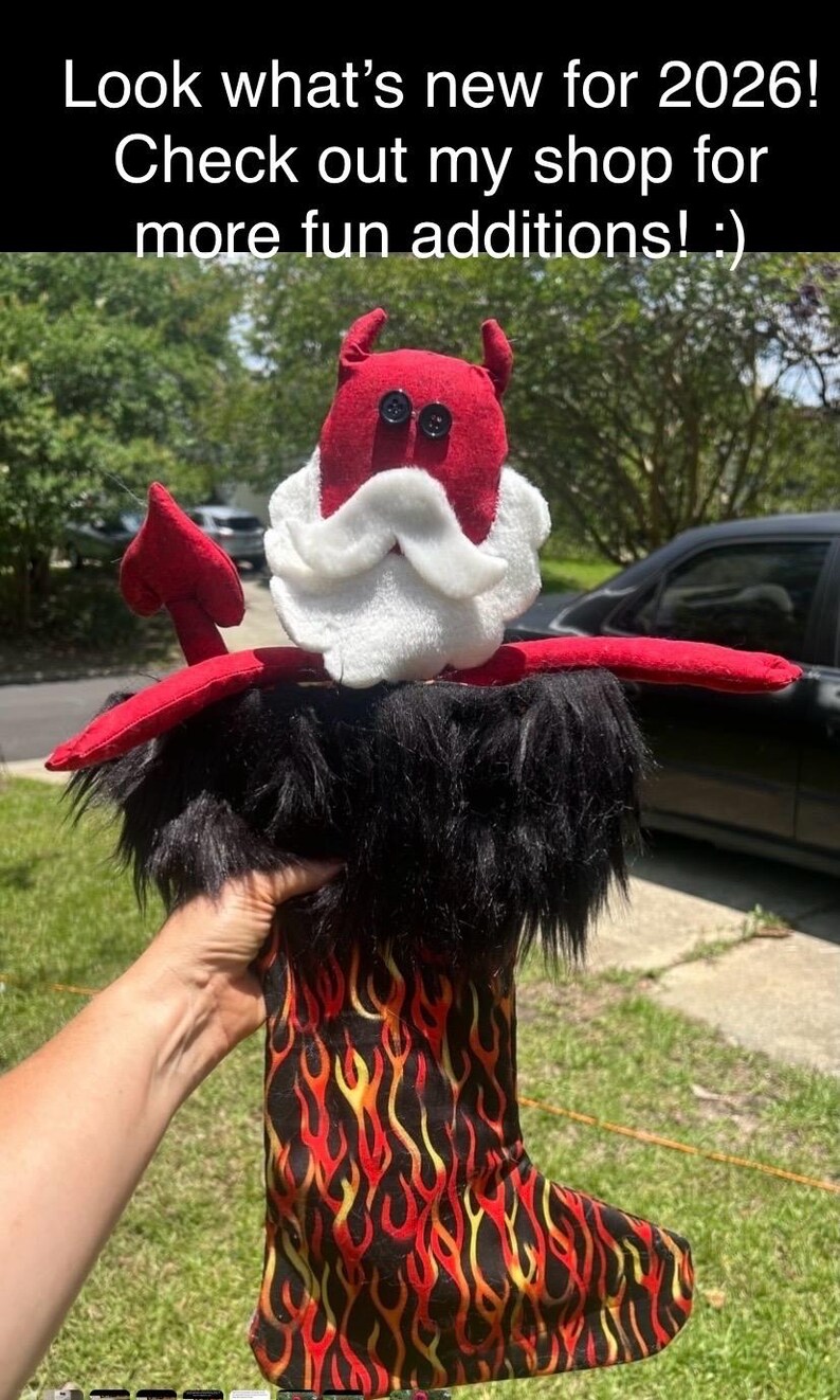 Grande décoration Krampus : Poupée en peluche diable de Noël faite à la main image 14