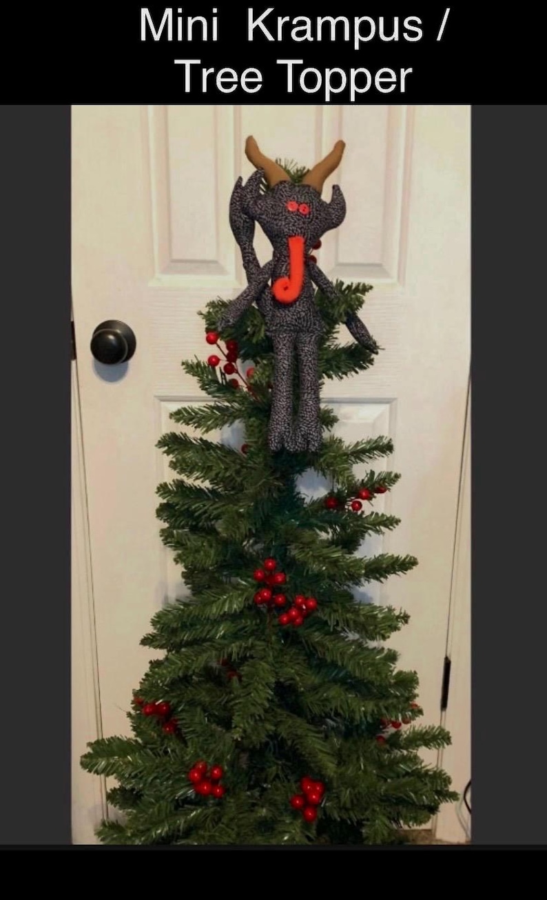 Grande décoration Krampus : Poupée en peluche diable de Noël faite à la main image 13