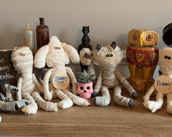 Handmade Mummy Decoration: Halloween Raggedy Plushie Doll