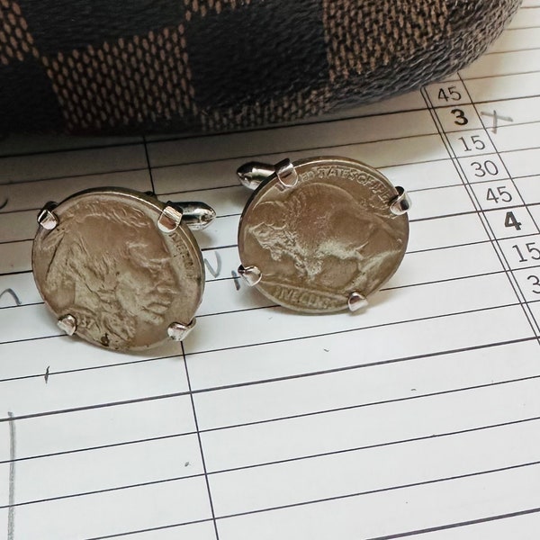 Custom Made Cuff Links. Indian and Buffalo head