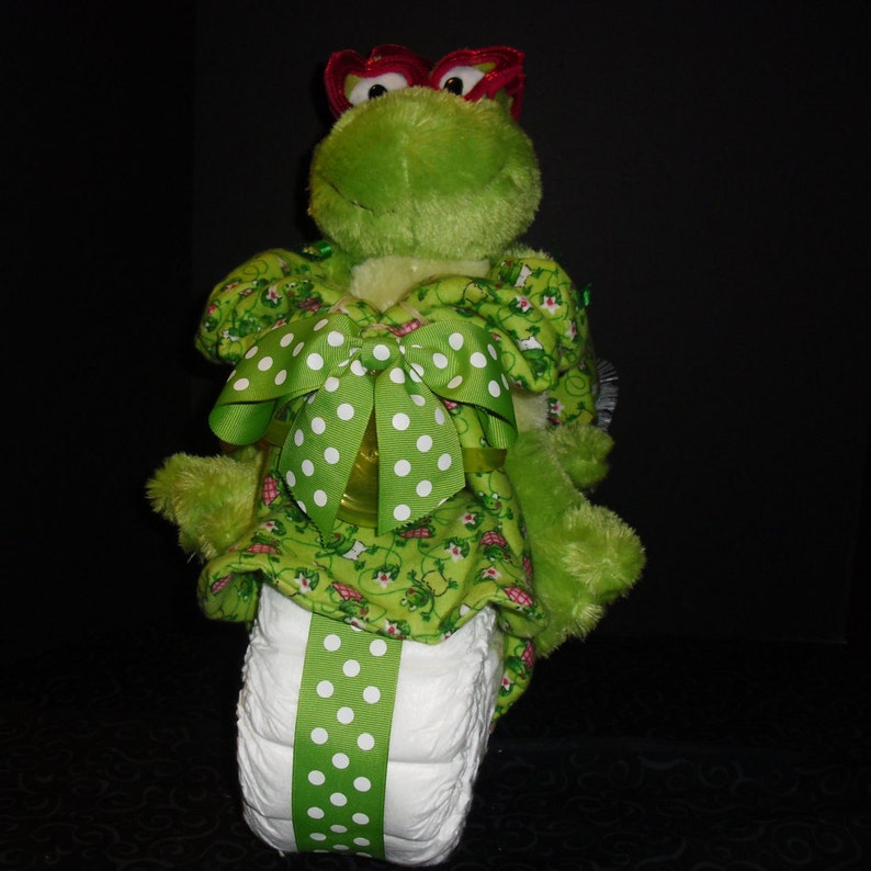 Twin Frogs Motorcycle Diaper Cake
