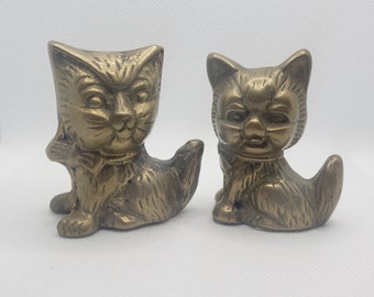 Vintage Brass Cat Kitten Figurines