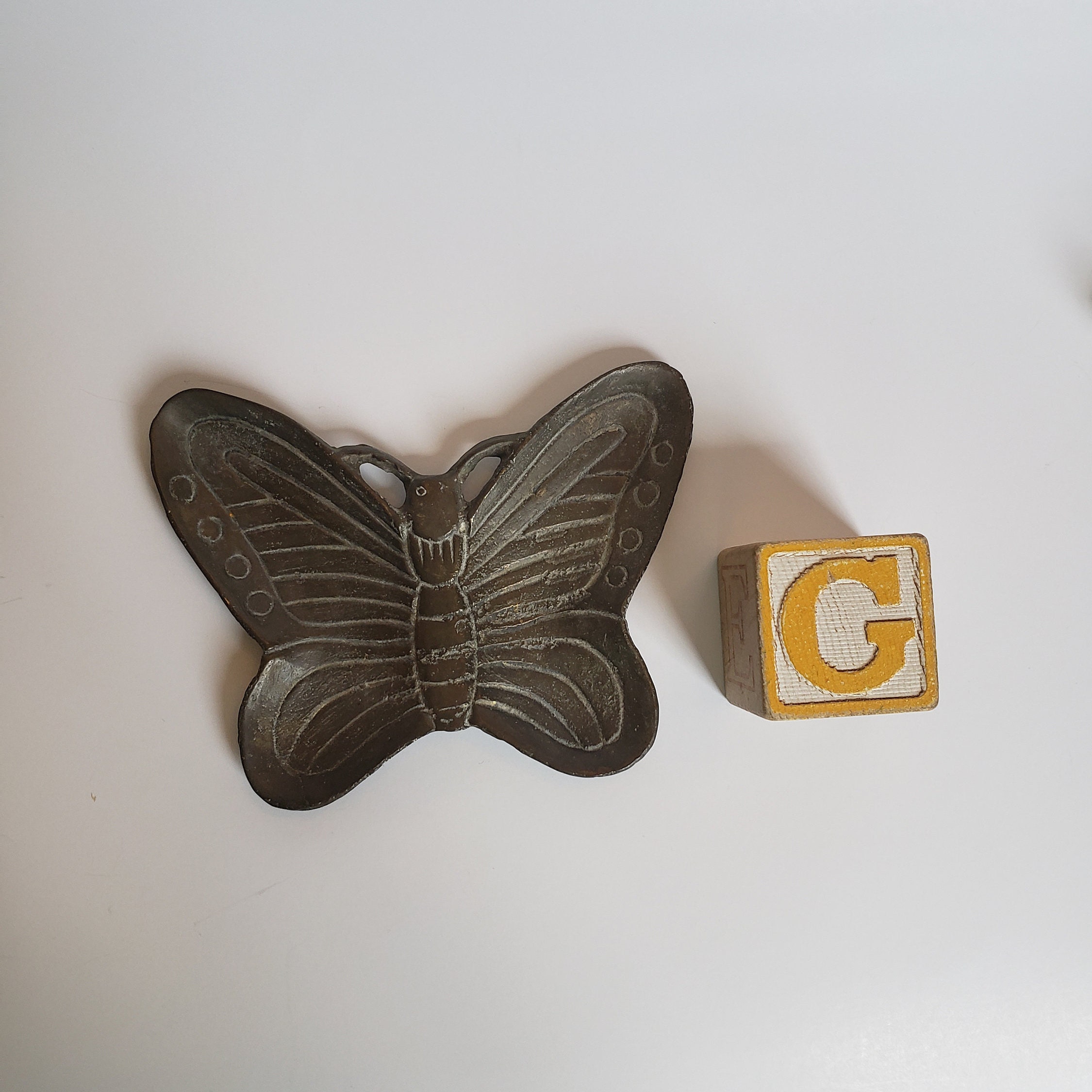 Vintage Brass Butterfly Trinket Dish Plate Etsy