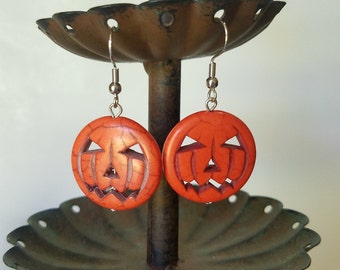 Orange Jack O Lantern Earrings/Halloween Earrings