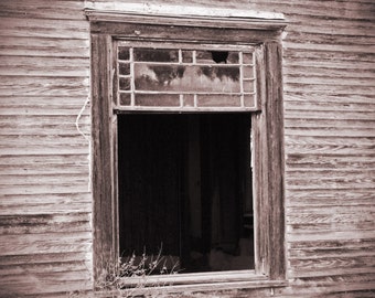 Vintage window photograph, black and white photography, fine art photo, window reflection, wall art, wall hanging, antique