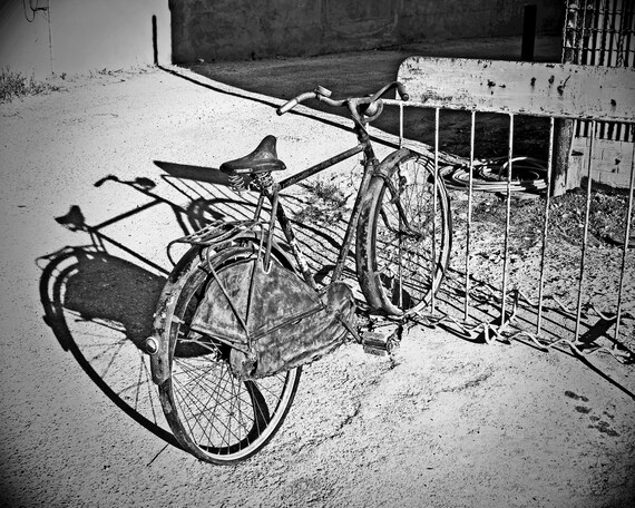Vintage Bike, Black and White Photograph, Fine Art, Photo, Old