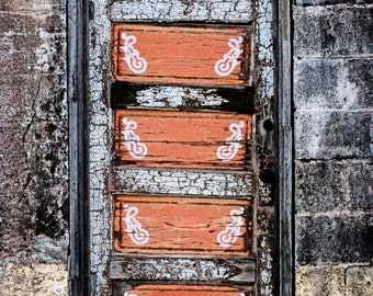 Vintage Southwest doorway, color photograph, fine art photo, home decoration, wall art, deserted building, concrete blocks, rustic