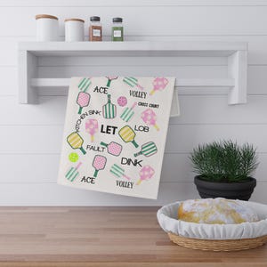 Pickleball Tea Towel - Kitchen Towel, Dish Towel, Cotton & Poly Blend, Home Decor, Gift for Pickleball Players