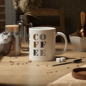 Coffee 20oz Mug – Minimalist Coffee Cup, Funny Coffee Lover Gift, Large Ceramic Mug, Everyday Drinkware
