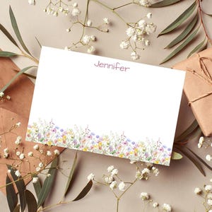 Papeterie personnalisée fleurs sauvages, carte plate avec enveloppe, idéale pour un message personnel ou un cadeau spécial... personnalisation disponible aussi