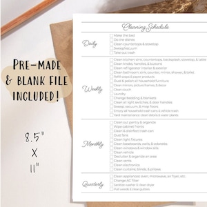 Cleaning Schedule Editable | House Cleaning Checklist | Fillable Template | Cleaning Organizer |1 Page Minimalist Planner | Digital PDF List