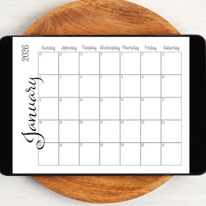 2026 Calendar Editable | Simple Fillable Calendar Planner | Minimal PDF Calendar Printable | Digital Download | 12 Month Calendar| Landscape