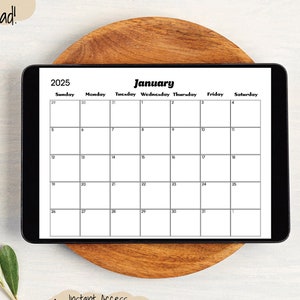 2025 Calendar Editable | Simple Fillable Calendar Planner | Minimal PDF Calendar Printable | Digital Download | 12 Month Calendar| Landscape
