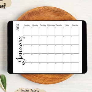 2025 Calendar Editable | Simple Fillable Calendar Planner | Minimal PDF Calendar Printable | Digital Download | 12 Month Calendar| Landscape