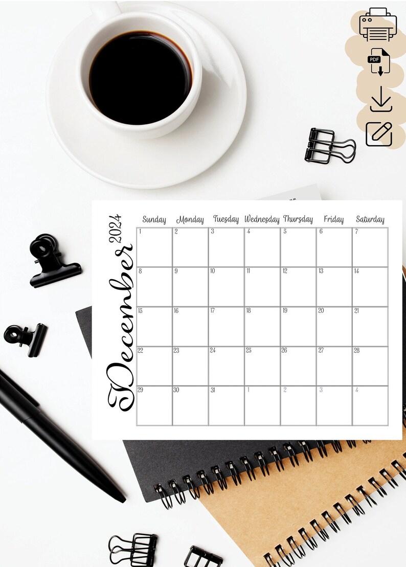 Academic School Year Calendar 20242025 Editable Simple Fillable