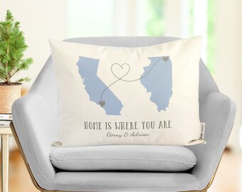 Personalized Long Distance Relationship Gift Pillow, Romantic Gift, State To State, Country To Country, Long Distance Friends Pillows