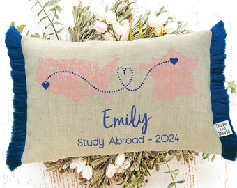 Cute Study Abroad Gift, Personalized Keepsake Pillow, Host Mom Gifts, Au Pair Gift, Personalized Goodbye Gifts, Farewell Gifts, Welcome Gift