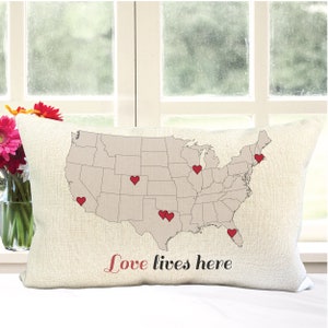 Thoughtful Gifts For Mom Birthday, Personalized Throw Pillows, Farmhouse Gift From Daughter To Mom, From Son To Mom, USA Map image 1