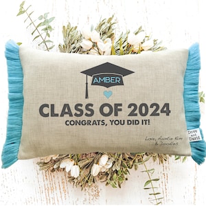 Custom Grad Pillow, Graduation Gifts For Him, Grad Gift For Her, Farwell College Gift For Friend, Gift From Auntie, Pillows image 1
