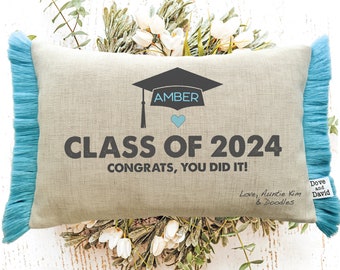 Custom Grad Pillow, Graduation Gifts For Him, Grad Gift For Her, Farwell College Gift For Friend, Gift From Auntie, Pillows