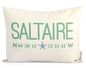 Nautical Coordinates Pillow, Lobby Decor, Front Office Decor, Porch, Beach Home Decor, Coastal Decor, Latitude Longitude Pillow