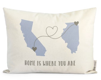 Personalized Long Distance Relationship Gift Pillow, Romantic Gift, State To State, Country To Country, Long Distance Friends Pillows