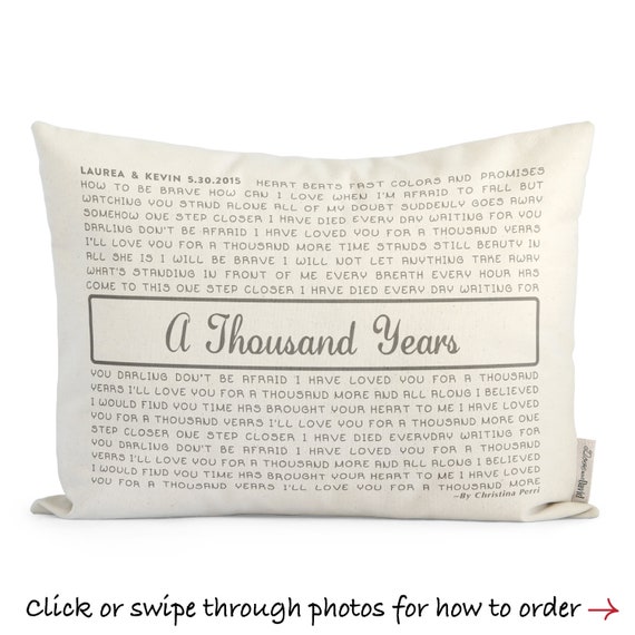 Personalized Song Pillow Lyric Pillow Cotton Anniversary Etsy