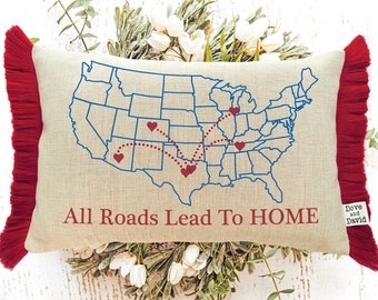 Family Room Custom Pillow, US Map, Anniversary Gift For Him, Parents Anniversary Gift, Home Gift, Parents Anniversary, Fathers Day Gift
