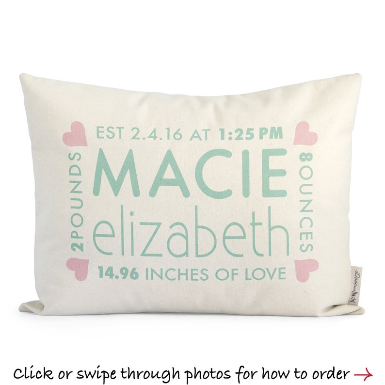 Custom Birth Pillow Personalized Baby Shower Gift First Etsy