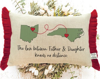 Custom Dad Gift From Daughter, Personalized Pillow, Any Quote, State To State Pillows, Cute Gifts For Dad, Fathers Day, GPA Gift