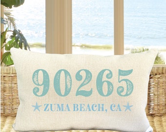 Personalized Linen Zip Code Pillow, Newlywed Gifts For Home, Boyfriend Gift, Realtor Closing Gift, New Neighbor Housewarming Gift