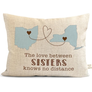 The Love Between Sisters Pillow, Sister Birthday, Personalized Pillow, Gift for Sister, Sisters Gift From Sister, Rustic Farmhouse Decor