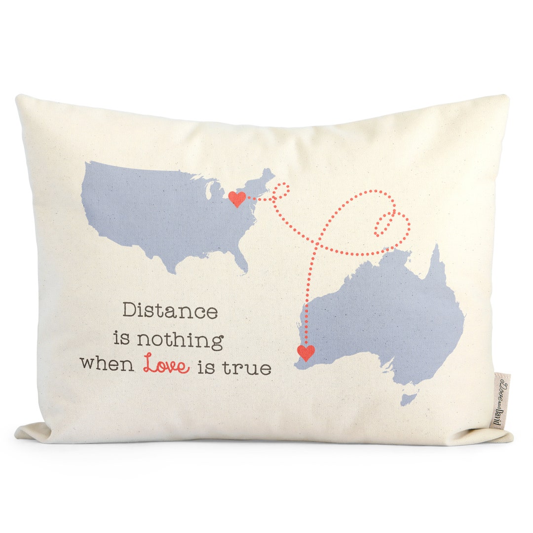 Boyfriend Long Distance Relationship Pillow Rustic Linen Etsy