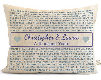 Songtexte Kissen: Wunschtext, Romantische Hochzeit oder Geburtstag, Lieblingssong, Gelübde