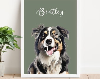 Personalized Pet Portraits With Your Pet Photo Personalized Digital Dog Portraits Pet Memorial Gift Custom Pet Painting Cat Portraits