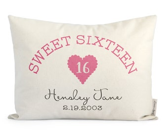 Personalized Sweet Sixteen Pillow, Teen Gift,  Gift For Girls, Teen Birthday Gift, Teen Party Ideas, Custom Throw Pillows For Girls
