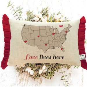 Thoughtful Gifts For Mom Birthday, Personalized Throw Pillows, Farmhouse Gift From Daughter To Mom, From Son USA Map, Meaningful Gifts