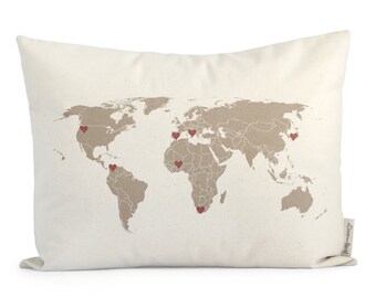 World Map Travel Gift, World Tour Throw Pillow, Military Anniversary For Him, Gift For Grandpa