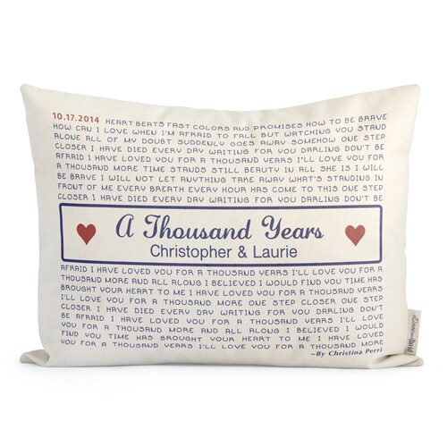 Personalized Song Lyric Pillow 2nd Anniversary Cotton Gift Etsy