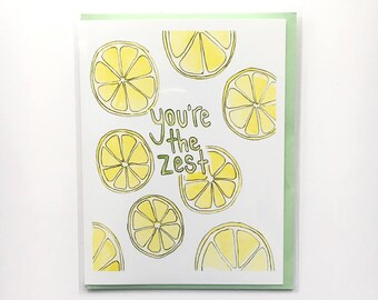 mother's day card, encouragement card, lemon note, thank you card, lemon paper goods, watercolor print, spring card, friendship card