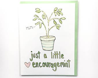 friendship card, encouragement note, break up card, you can do it, mint note, food pun, watercolor notecard, get well soon, encouraging card