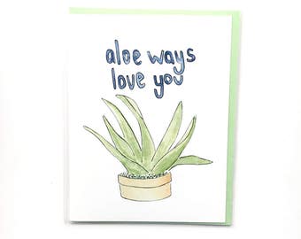 love card, anniversary gift, funny card boyfriend, watercolor card, plant lady, card for wife, illustrated note, hand lettered card