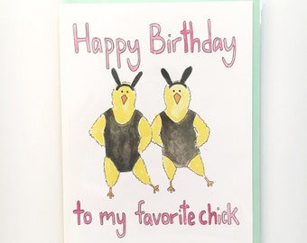 Best Friend Birthday Card, Bestie Birthday, BFF Card, Twin Notecard, Girlfriend Birthday, Favorite Chick, Funny Birthday Card, Bestie Emoji