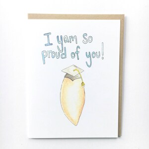 graduation card, funny grad gift, food pun graduation, college graduate card, yam notecard, vegetable paper goods, watercolor note image 1