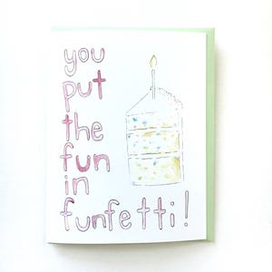 funfetti birthday card, birthday cake for her, sprinkles note card, vanilla birthday cake card, friend birthday card, cake paper goods image 1