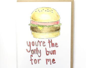 burger note card, valentine's foodie card, valentine card for him, cheeseburger greeting card, first anniversary note, love card for husband