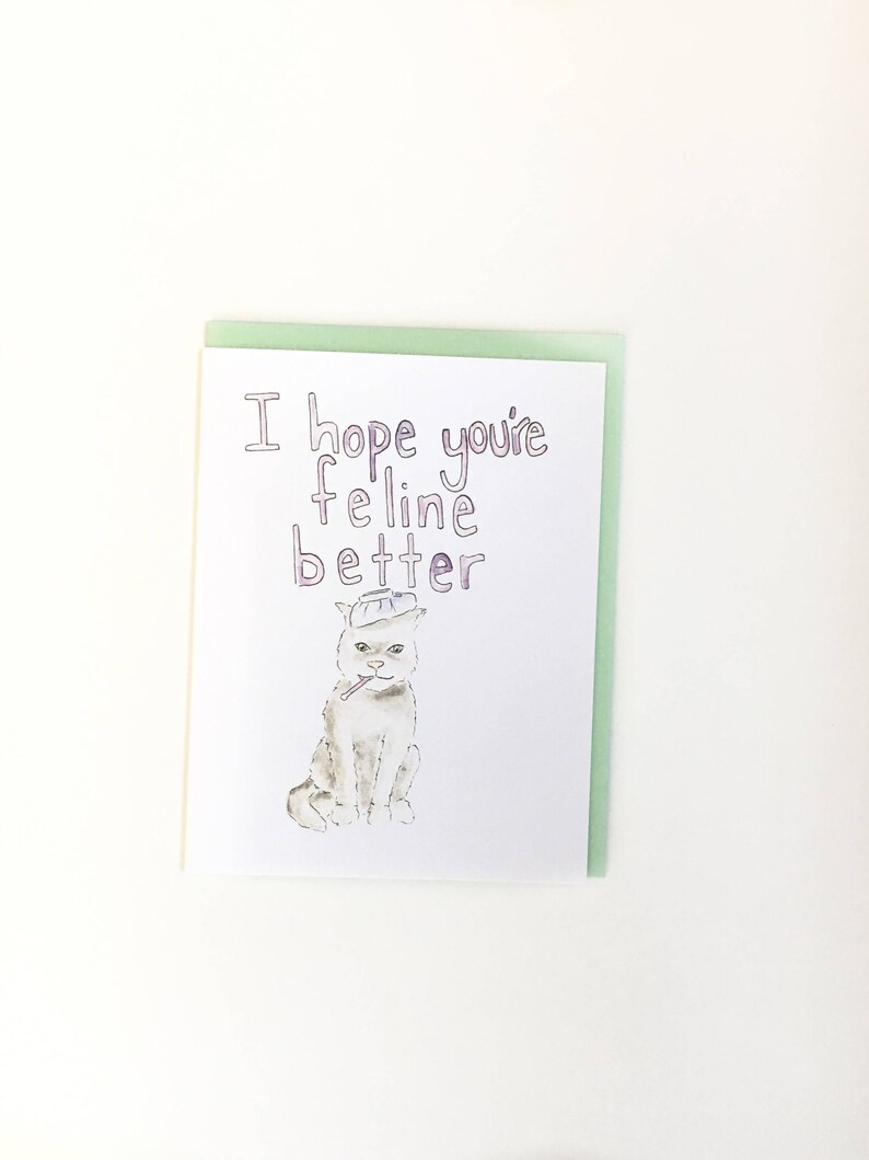 Funny Get Well Soon, Feeling Better Card, Cat Lady Notecard, Funny Get ...